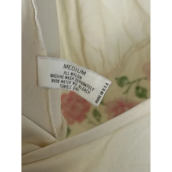 Vintage Shadowline Night Gown‎ Maxi Slip Dress Medium Nude Babydoll Nylon Granny - Picture 7 of 8